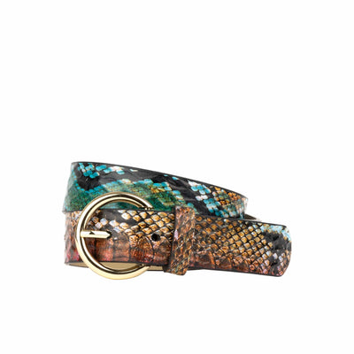 Emma - Green & Brown Snake - Women's Italian leather belt