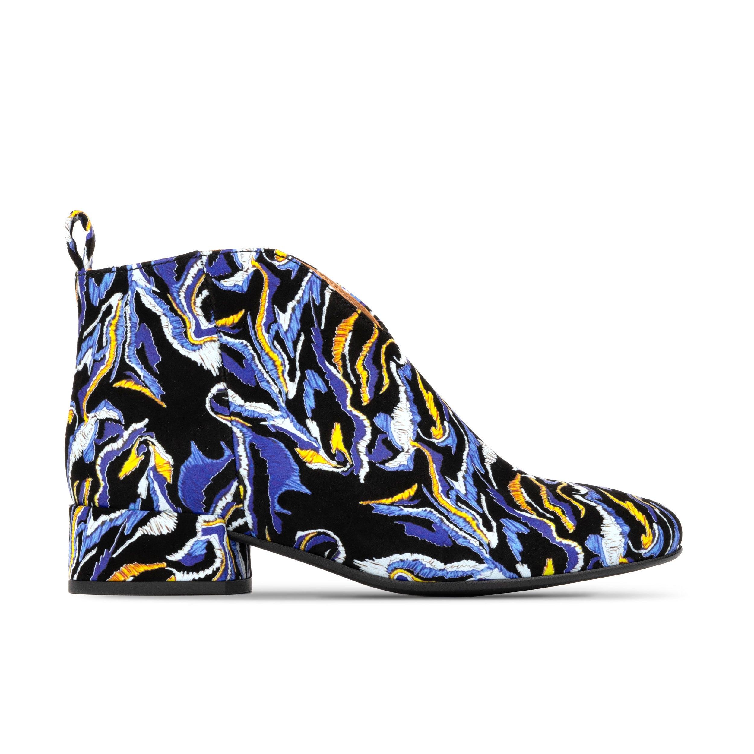 IRIS BLUE MULTI - Women's almond toe leather ankle boot with side zip in blue