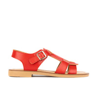 Fiona - Red - Women's Leather Gladiator Strap Sandals