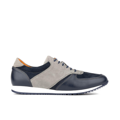 San Francisco - Navy & Grey - Men's lace-up leather & suede trainer