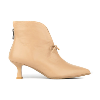 Regent - Cream - Women's Leather Ankle Boot with kitten heel