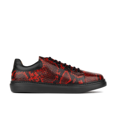 Sun City - Red Snake - Men's Leather Snakeskin Trainer