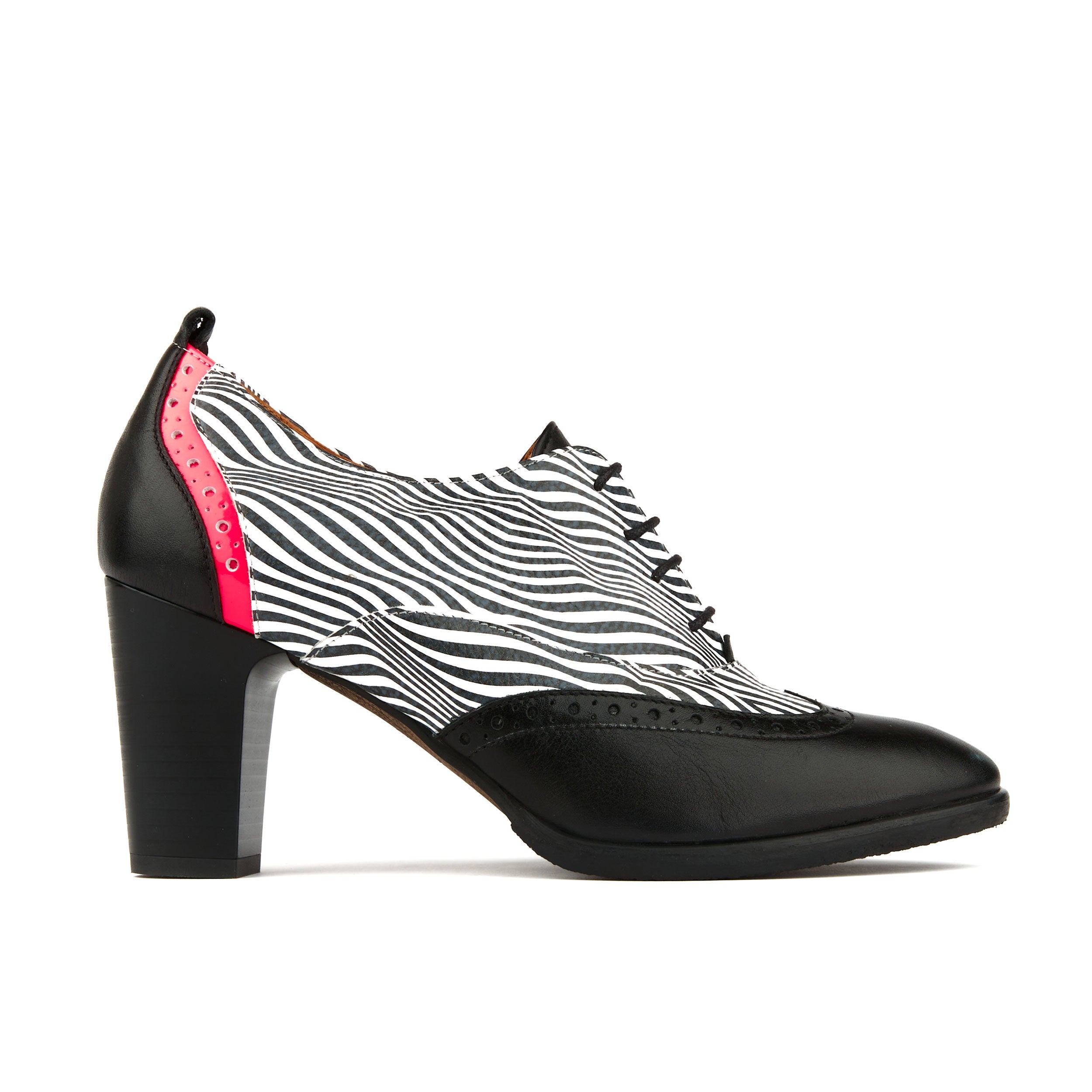 Casino - Optical Zebra - Women's almond toe oxford pump heel with brogue details