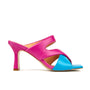 Orianna - Miami Blue Pink - Women's square toe wide straps leather heel slide sandal