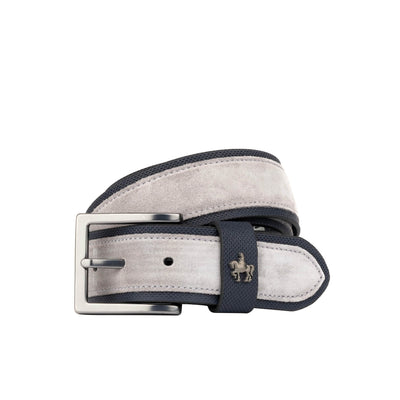Victor - Navy Suede & Light Grey - Men's Italian leather belt