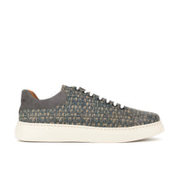 Sun City - Aqua Print - Men's Woven Leather & Suede Trainer