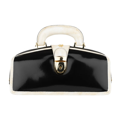 Gazelle - Black & Cream - Women’s patent leather top handle & crossbody bag