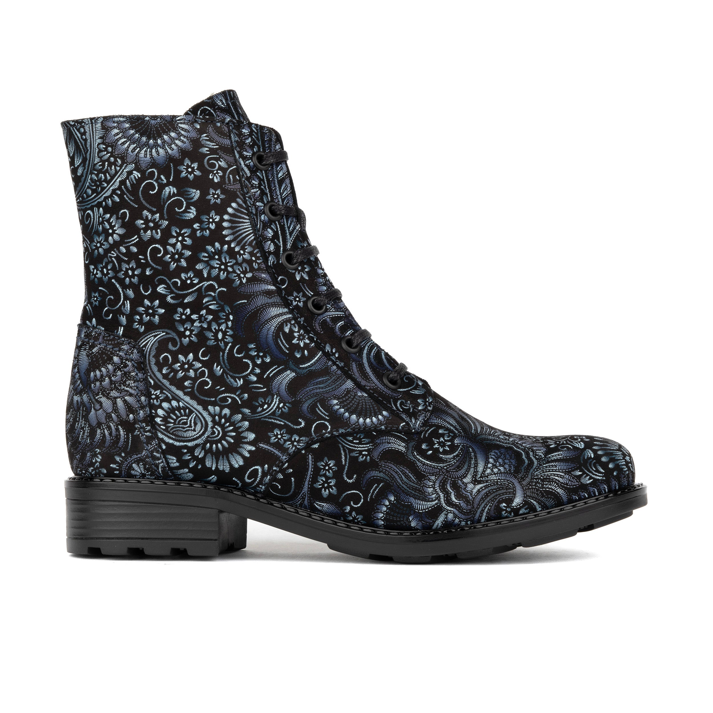 Laviva High - Wool Blue - Women's wide fitted leather higher ankle boot wool lined