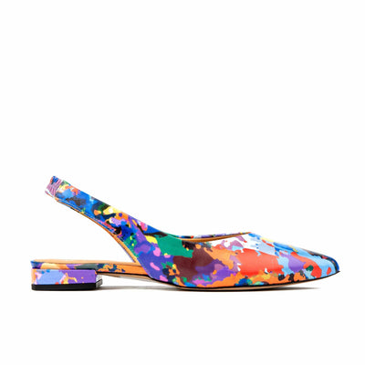 Holly - Summer Colours -Women's pointed toe printed leather slingbacks