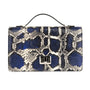 Envy - Blue Snake - Women's leather flap clutch bag with strap