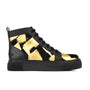 Camila High - Gold Black - Women's black chunky sole high top leather trainer