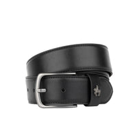 James - Black - Men's Leather Belt with gunmetal hardware
