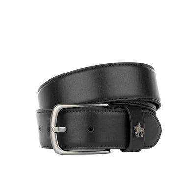 James - Black - Men's Leather Belt with gunmetal hardware