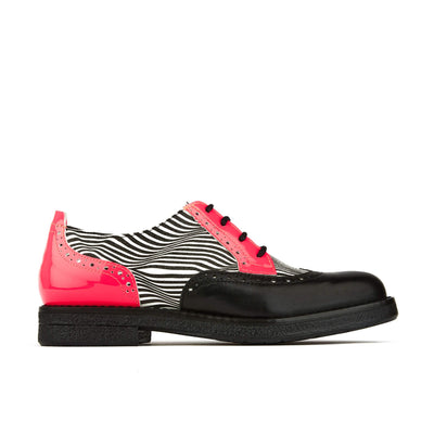 The Artist - Optical Zebra - Women's leather lace-up shoe with brogue detailing