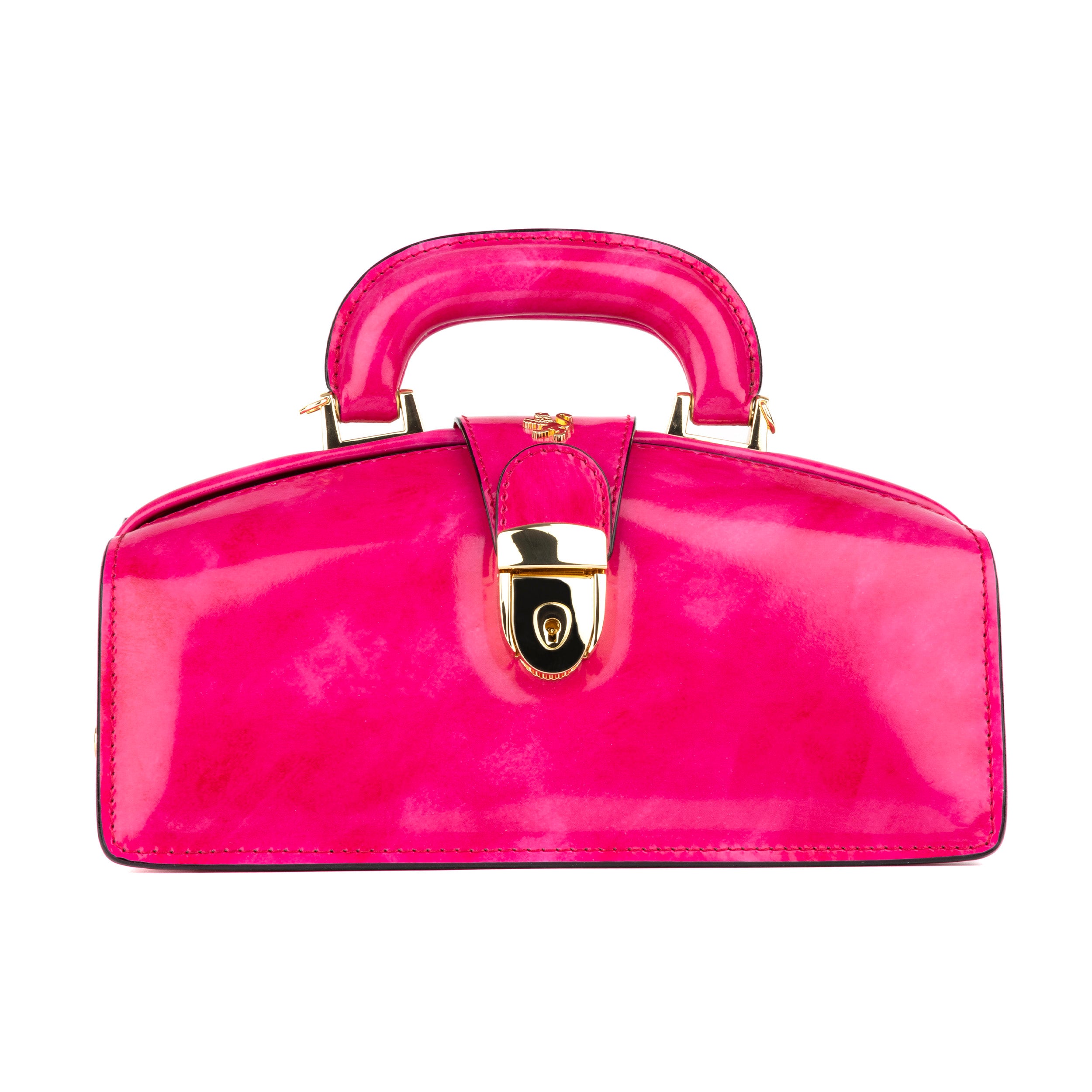 Gazelle - Pink - Top handle bag with key lock in pink smooth genuine leather