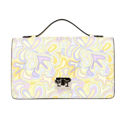 Envy - Pastel Multi - Women's leather flap clutch bag with strap