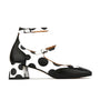 Mary Jane - Polka - Women's block heel square toe heel in white & black polka