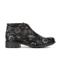 Laviva - Black Emboss - Women's round toe wide fitted ankle boot In nubuck leather