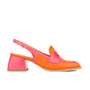 Diana - Pink Orrange - Women's square closed toe slingback with block heel