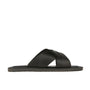 Port - Black - Men's criss cross straps leather sandal in black