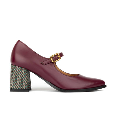 Hyde - Burgundy & Green Diamond - Women's Leather Mary Jane Pump