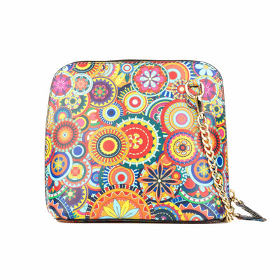 Macaw - Signature Print - Women's zip-up crossbody leather handbag