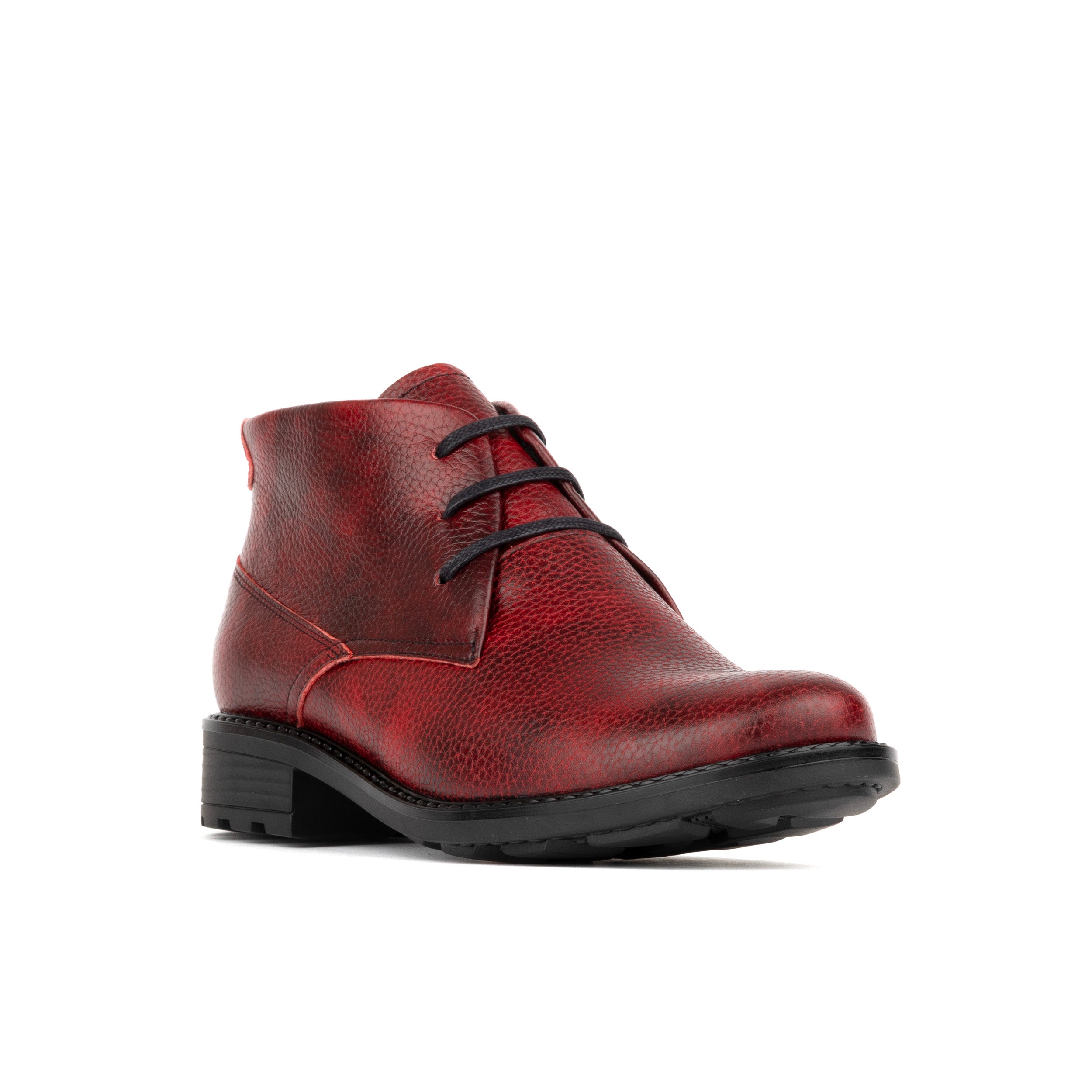 LAVIVA RED- Women's wide fitted red leather ankle boot with wool inside