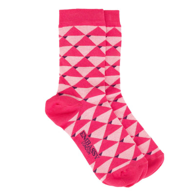 Toeblerone - Pink - Women's cotton crew socks UK 3 to 7 in pink
