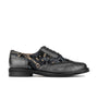 Vivienne - Black & Grey & Gold - Women's oxford lace-up shoe with brogue details