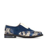 Vivienne - Blue Snake - Women's oxford lace-up shoe with brogue details
