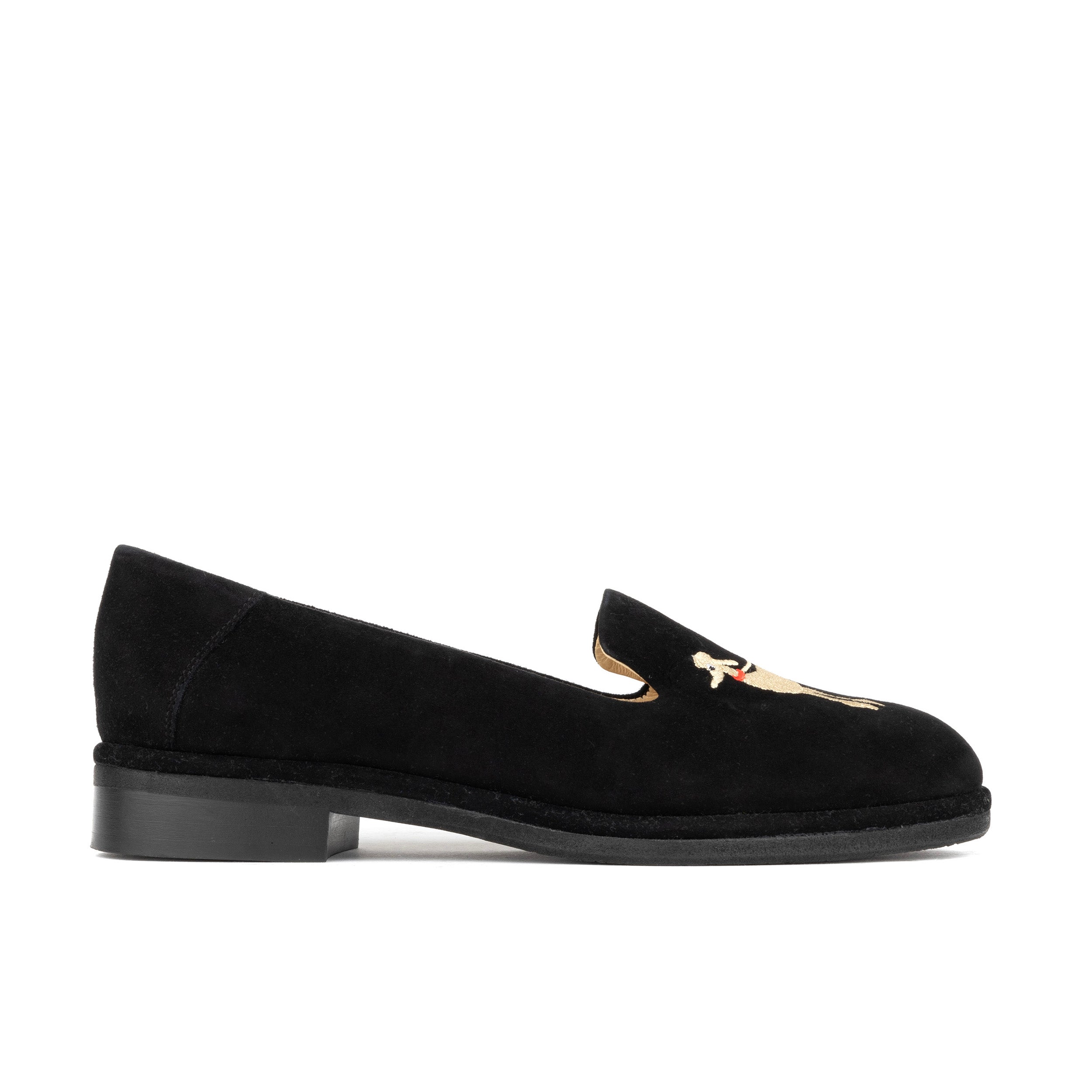 Fetch - Black - Women's round toe animal petterned comfy leather loafer