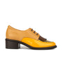 Retro Tone - Yellow & Brown - Women's leather lace-up with signature kiltie detail