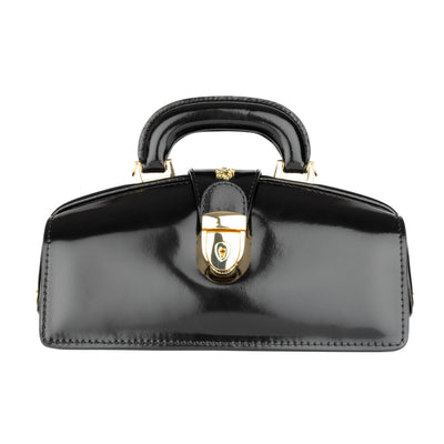 Gazelle - Black - Women’s patent leather top handle & crossbody bag