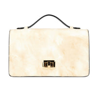 Envy - Cream & Black - Women's leather flap clutch bag with strap