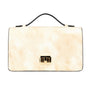 Envy - Cream & Black - Women's leather flap clutch bag with strap