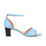 Croupier - Light Blue Pink - Women's 2 inch heel ankle strap leather sandal in sky blue