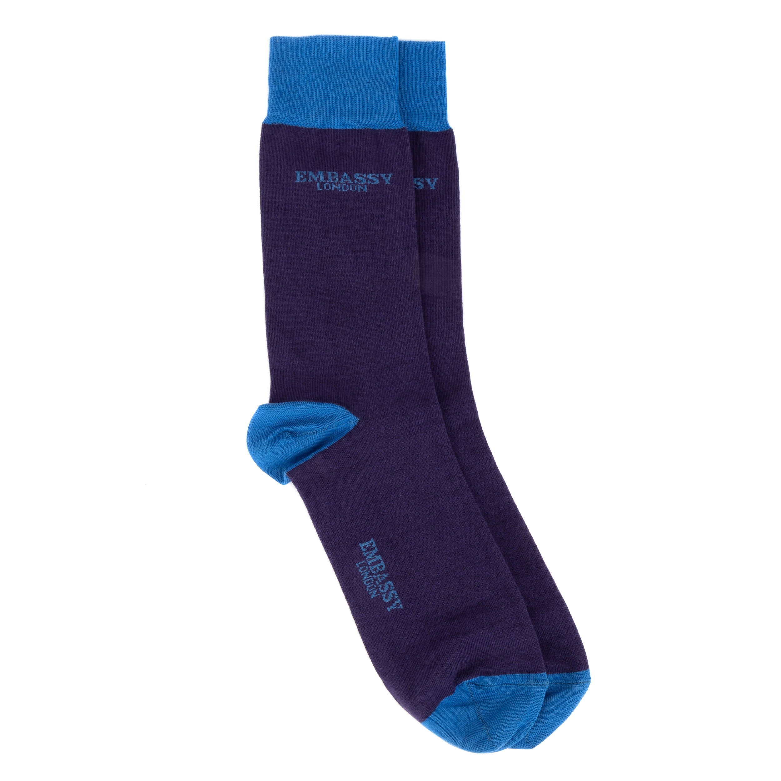 Heel hero blue blue - Women's cotton crew socks UK 3 to 7 in blue