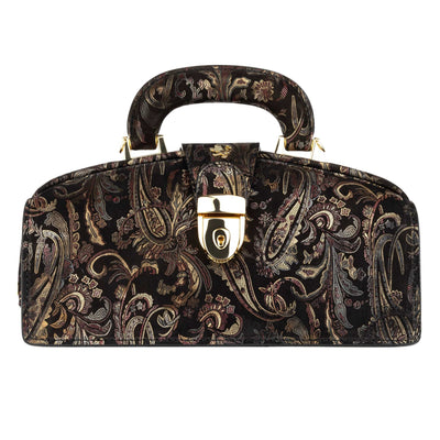 Gazelle - Black & Gold & Burgundy - Women’s patent leather top handle & crossbody bag