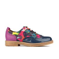 The Artist - Navy & Pink & Infinity - Women's leather lace-up shoe with brogue detailing