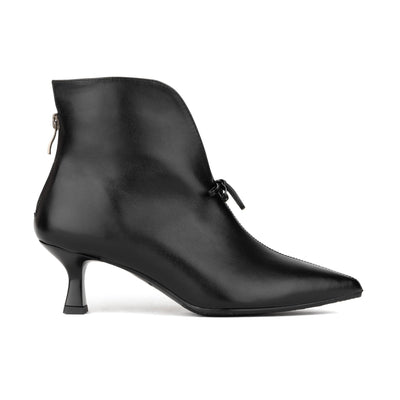 Regent - Black - Women's Leather Ankle Boot with kitten heel