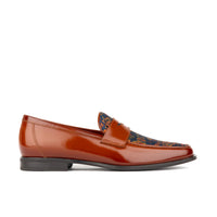 Henry - Tan & Blue Flower - Men's Leather Loafer
