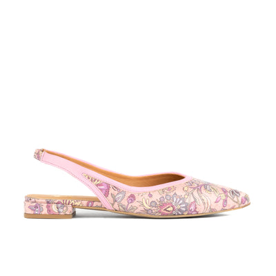 Holly - Pink Paisley - Women's Leather Flat Slingback