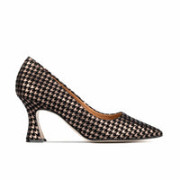 Sophia Hollywood - Silver - Women's pointed 3 inch heel in black & silver houndstooth