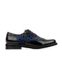 Vivienne - Black & Blue - Women's leather oxfords with wingtip and brogue details