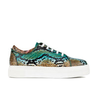 Camila - Green & Brown Snake - Women’s Chunky Leather Platform Trainer