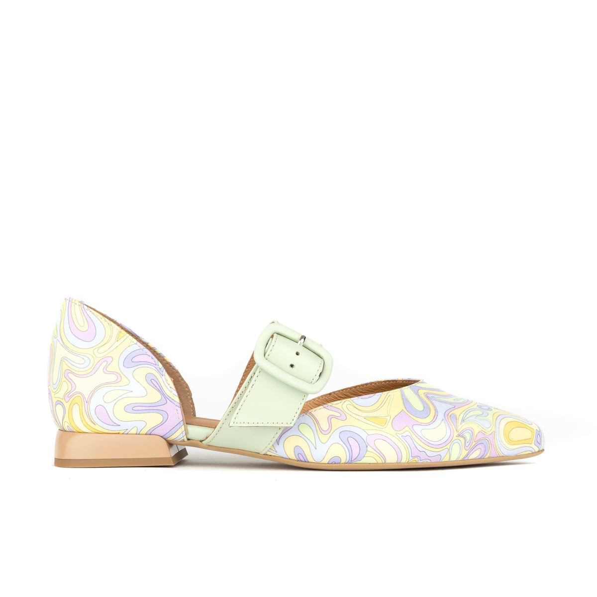 Embassy London Women’s Lush Retro Print Pointed Ballet Pump with Chunky ...