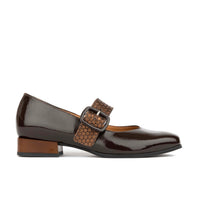 Bliss - Brown - Women's block heel square toe patent leather Mary-Jane