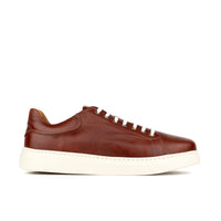 Sun City - Brown - Men's white sole trainer in brown soft leather