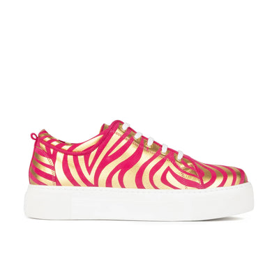Camila - Pink & Gold - Women’s Chunky Leather Platform Trainer