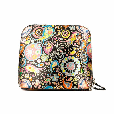 Macaw - Navy & Pink - Women's zip-up crossbody leather handbag